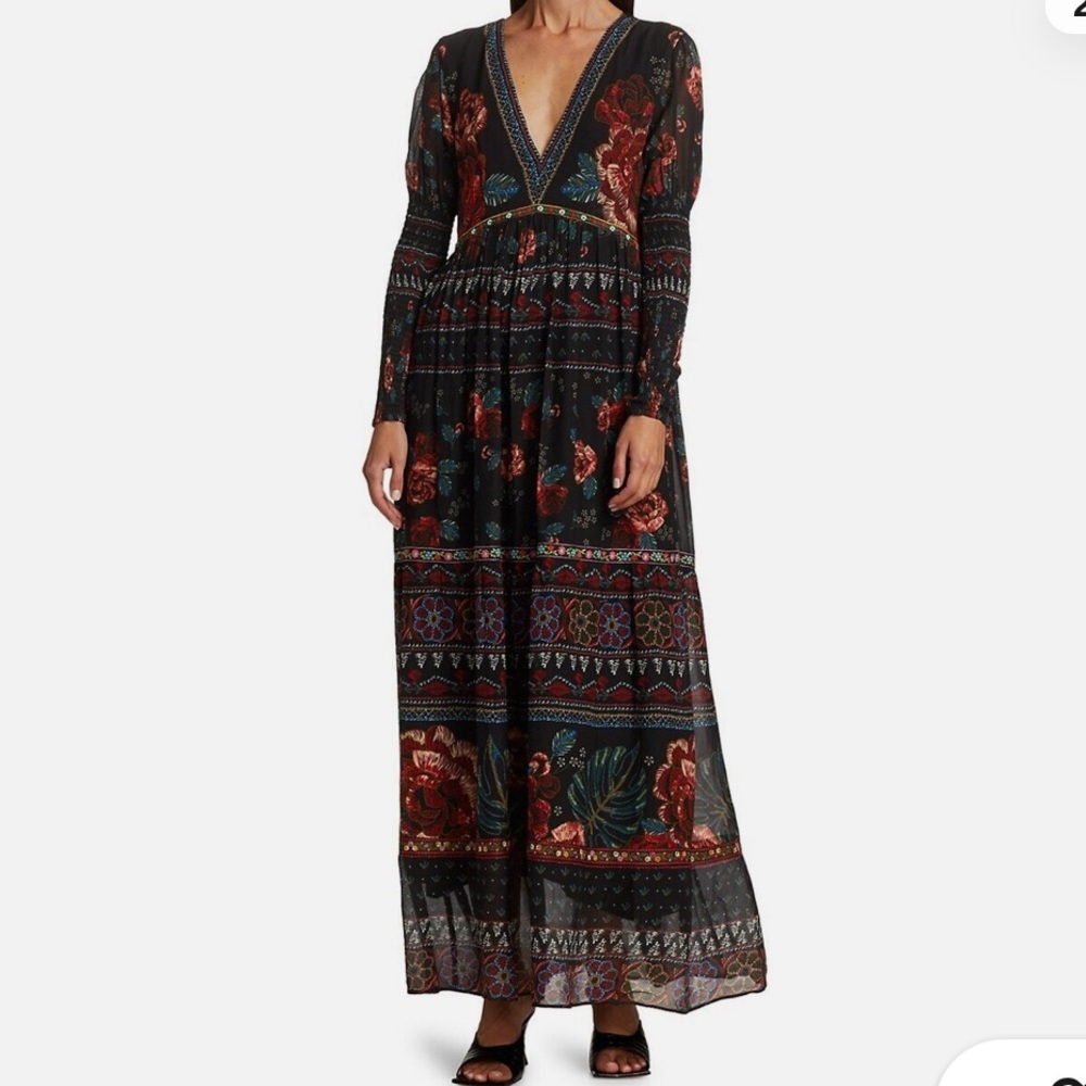 FARM RIO 🌺 Multicolor Embroidered Floral Maxi Dress. Size S
